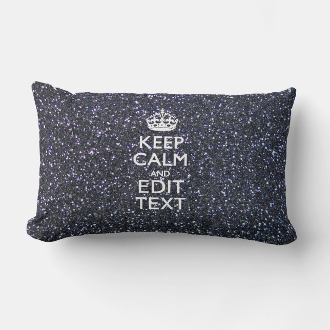 Keep Calm for Your Text on Midnight Style Lumbar Cushion (Front)
