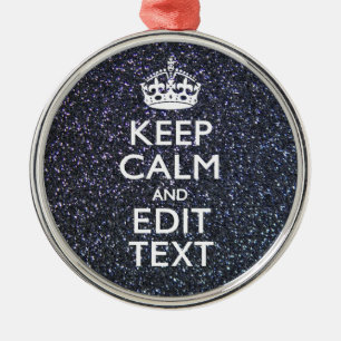 Keep Calm for Your Text on Midnight Style Metal Tree Decoration