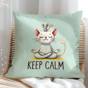 "Keep Calm" Funny Cat Lovers Cushion