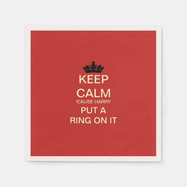 KEEP CALM Funny Harry & Meghan Paper Party Napkins (Front)