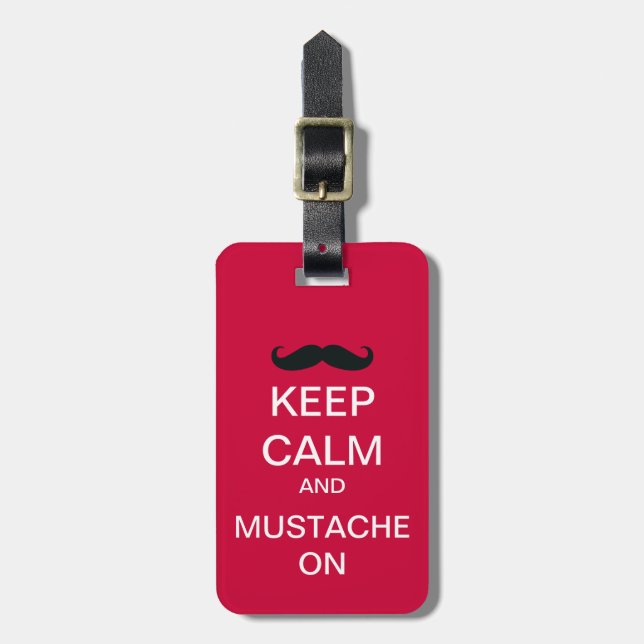 Keep Calm Funny Moustache Luggage Tag (Front Vertical)