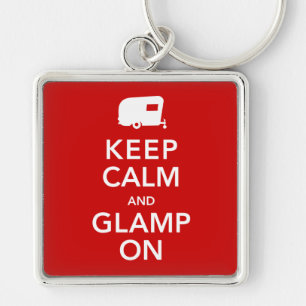 Keep Calm Glamp On - Vintage RV Camping Keychain