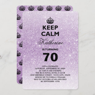 Keep Calm Glitter Milestone Birthday Party Invite