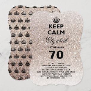 Keep Calm Glitter Milestone Birthday Party Invite