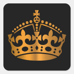 Keep Calm Gold Crown - Change background Square Sticker