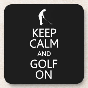 Keep Calm & Golf On custom colour coasters