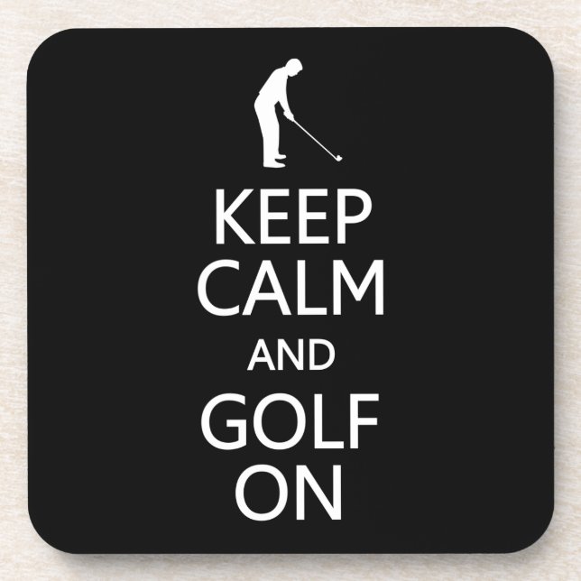 Keep Calm & Golf On custom colour coasters (Front)