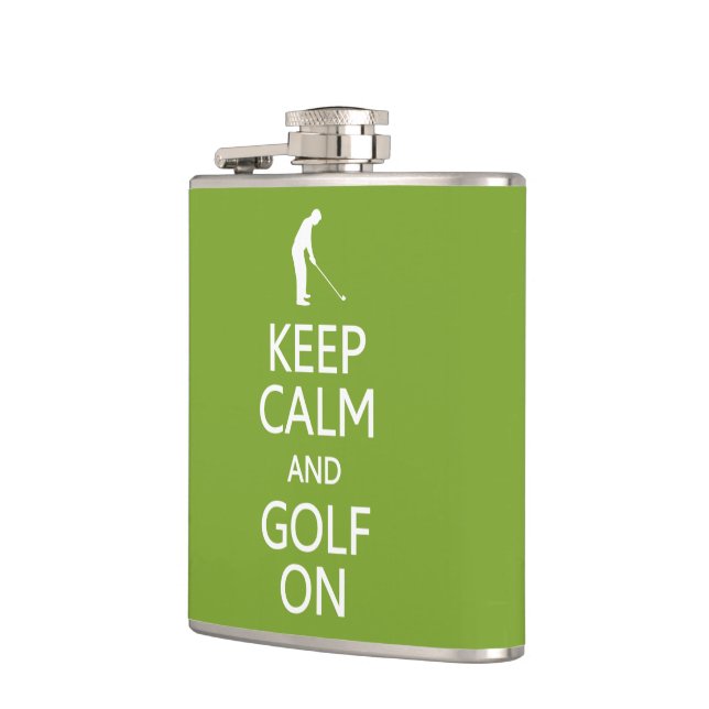 Keep Calm & Golf On custom flask (Left)