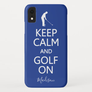 Keep Calm & Golf On custom name & colour cases