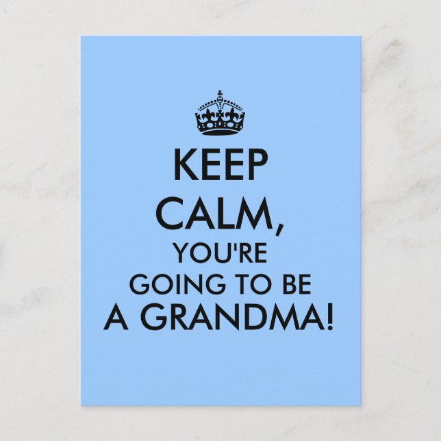 Keep Calm Grandma Postcard Pregnancy Announcement (Front)