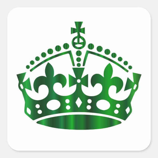 Keep Calm Green Crown - Change background Square Sticker (Front)