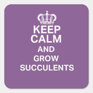 Keep Calm Grow Succulents Fun Gardening Design Square Sticker