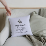 Keep Calm - he is single... Mr Darcy Vintage Cushion<br><div class="desc">Keep Calm - He is single of good fortune and in need of a wife, is a funny design inspired by the first famous line in Pride and Prejudice by Jane Austen. This variant with a black font on light purple lavender background and an original Mr Darcy illustration by C.E....</div>