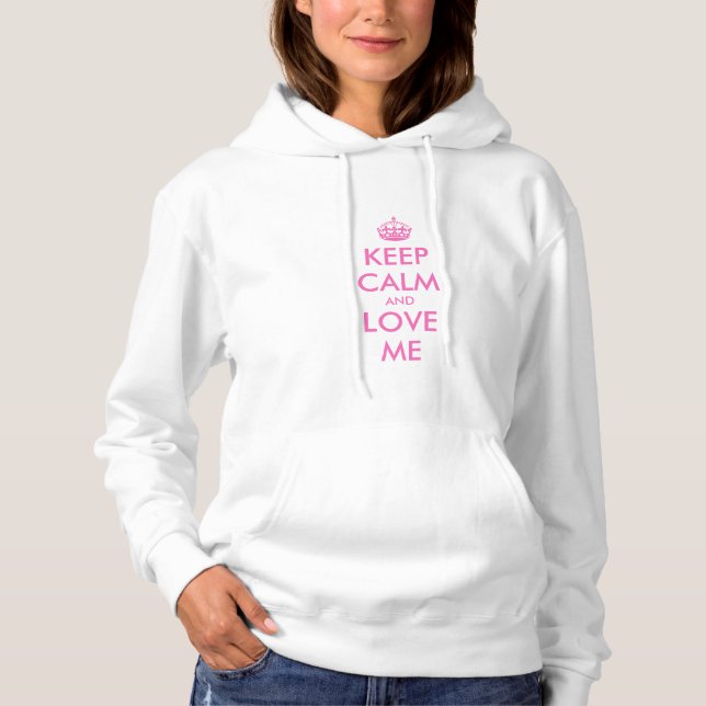 Keep calm hoodie with pink text | Customisable (Front)