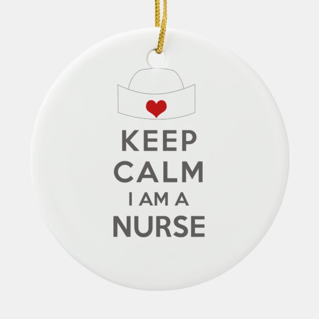 Keep Calm I am a Nurse Ceramic Tree Decoration (Front)