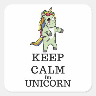Keep calm I am Unicorn Halloween zombie Square Sticker