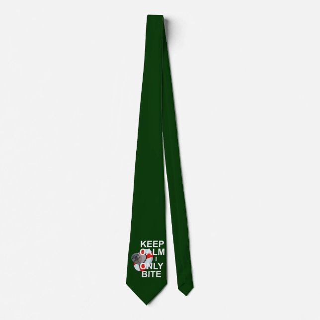 Keep Calm I Only Bite Tie (Dark Green) (Front)