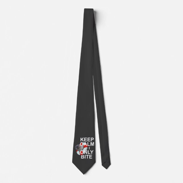 Keep Calm I Only Bite Tie (Dark Grey) (Front)