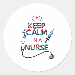 keep calm iam nurse  classic round sticker