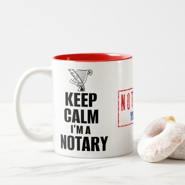 Keep Calm I'm a Notary Customised Name Two-Tone Coffee Mug (With Donut)