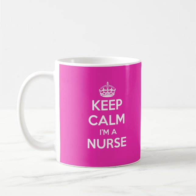 KEEP CALM I'M A NURSE PINK NURSING GIFT COFFEE MUG (Left)