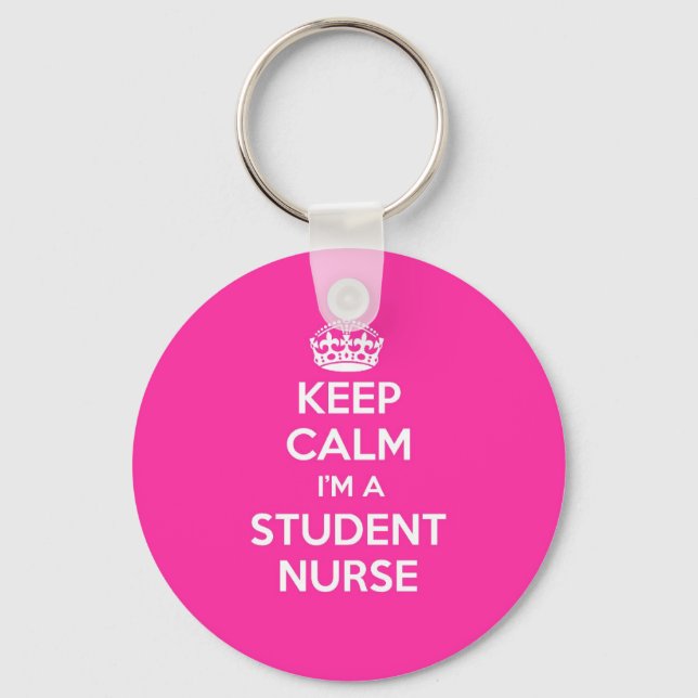 KEEP CALM I'M A STUDENT NURSE PINK NURSING GIFT KEY RING (Front)