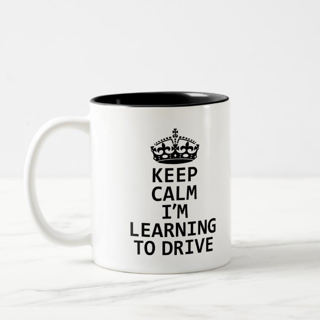 Keep Calm I'm Learning to drive, Learner Driver Two-Tone Coffee Mug (Left)