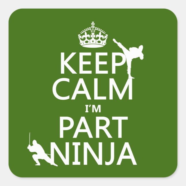Keep Calm I'm Part Ninja (in any colour) Square Sticker (Front)