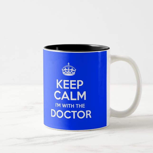 Keep Calm I'm With The Doctor (with crown) Two-Tone Coffee Mug (Right)