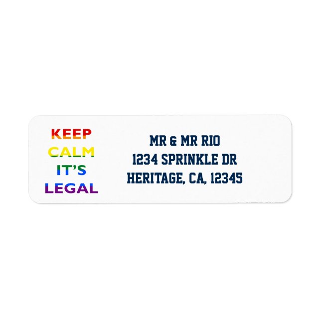 Keep Calm It’s Legal Support LGBT Address Label (Front)
