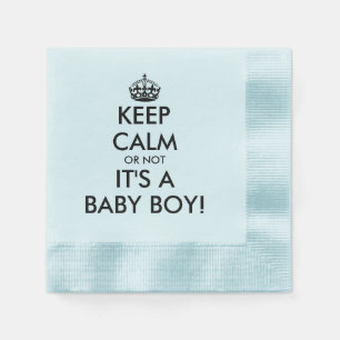 Keep calm it's a baby boy funny baby shower blue napkin