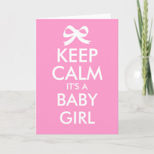 Keep calm it's a baby girl gender reveal cards