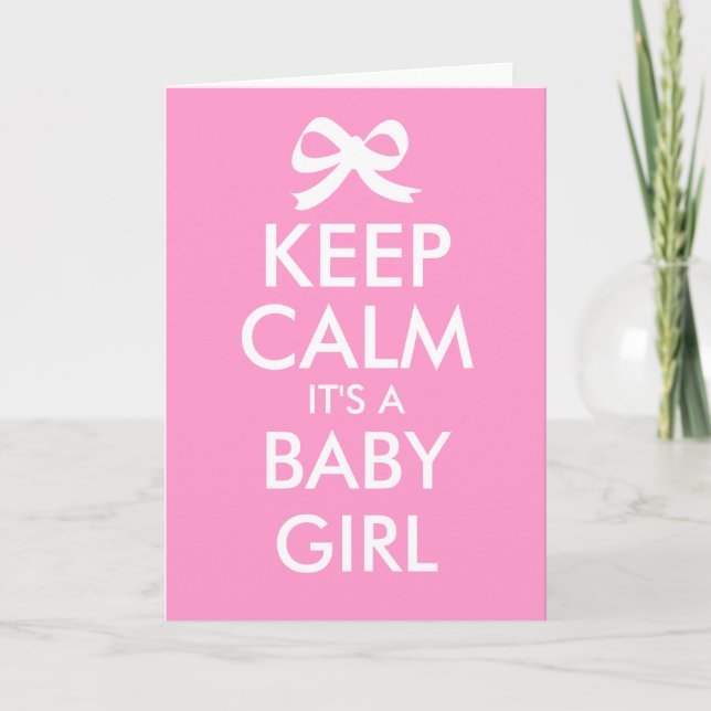 Keep calm it's a baby girl gender reveal cards (Front)