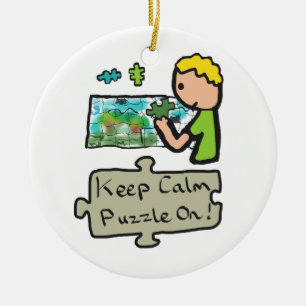 Keep Calm Jigsaw Puzzle Ceramic Tree Decoration