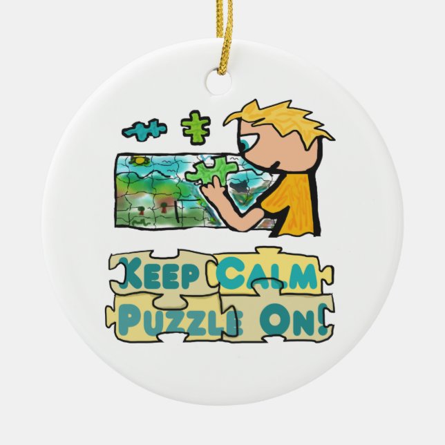 Keep Calm Jigsaw Puzzle Ceramic Tree Decoration (Front)