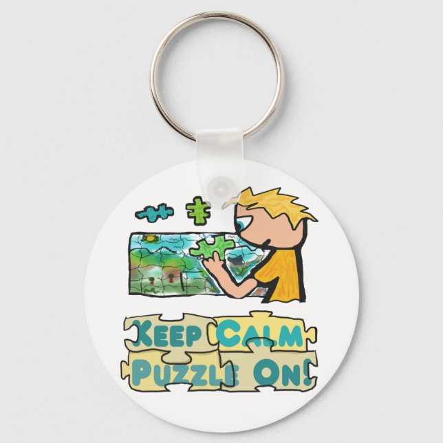 Keep Calm Jigsaw Puzzle Key Ring (Front)
