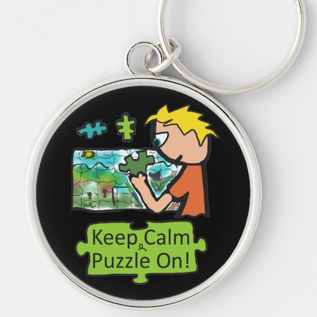 Keep Calm Jigsaw Puzzle Key Ring (Front)