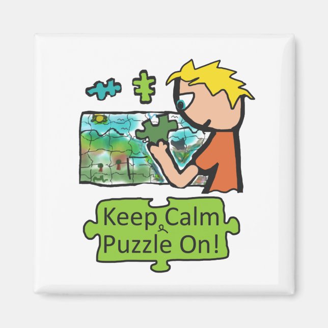 Keep Calm Jigsaw Puzzle Magnet (Front)
