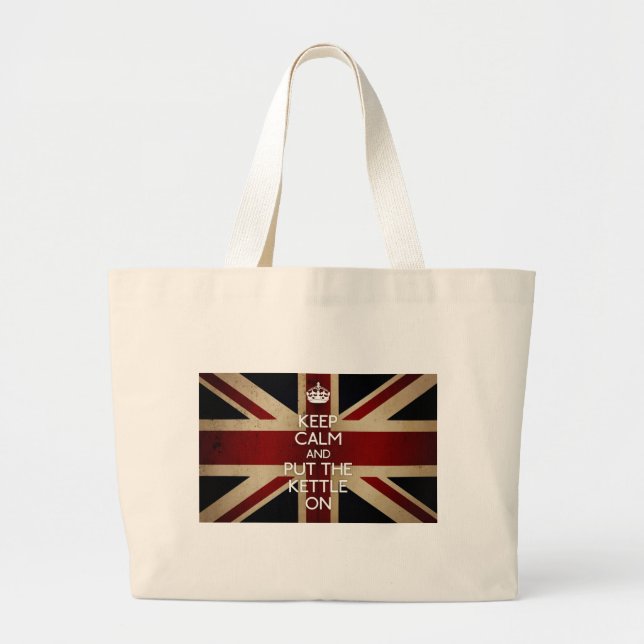 Keep Calm (kettle on) Large Tote Bag (Front)