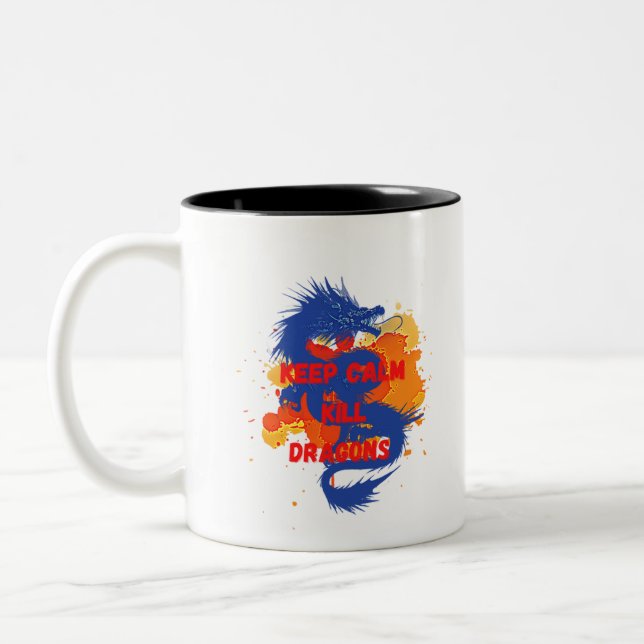 Keep calm kill dragons Two-Tone coffee mug (Left)