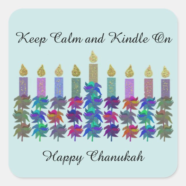 Keep Calm Kindle On Chanukah Square Sticker (Front)