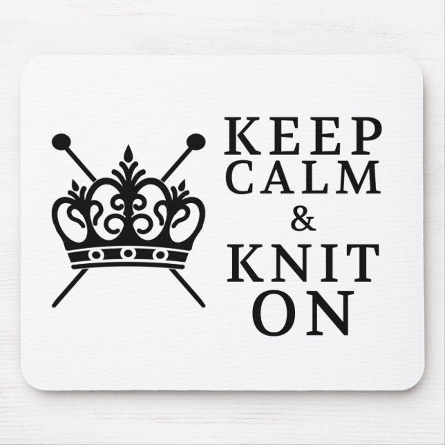Keep Calm Knit On Crafts / Crown Logo Mouse Mat (Front)