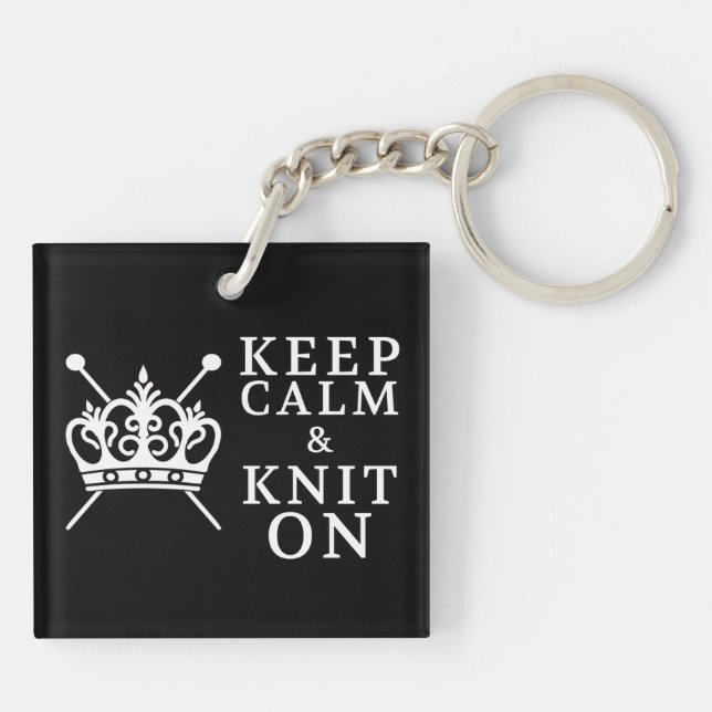 Keep Calm Knit On Crafts {Dark} Key Ring (Back)