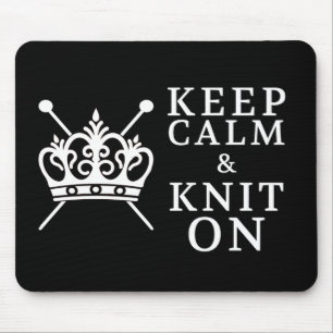 Keep Calm Knit On Crafts {Dark} Mouse Mat