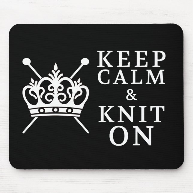 Keep Calm Knit On Crafts {Dark} Mouse Mat (Front)