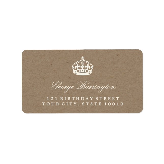 Keep Calm Kraft Chic Birthday Party Address Labels (Front)