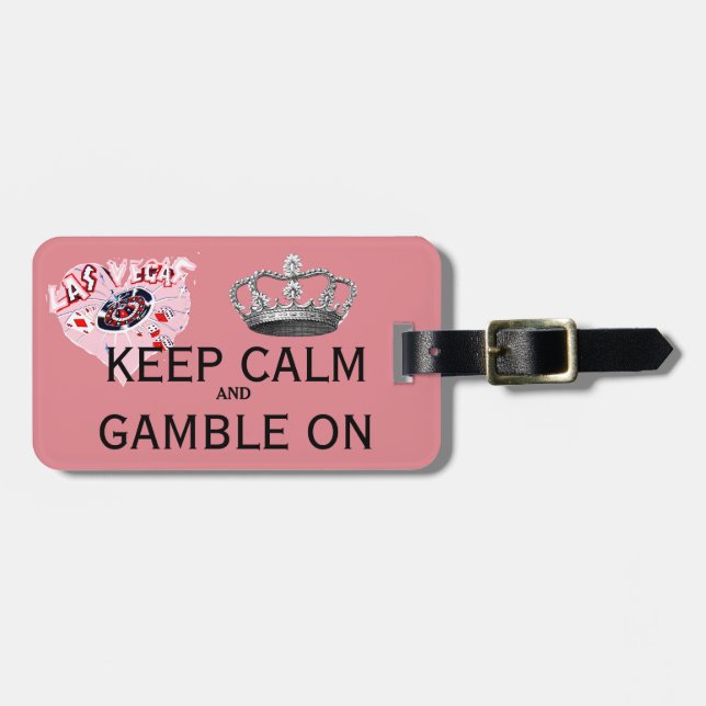 Keep Calm Las Vegas pink Luggage Tag (Front Horizontal)