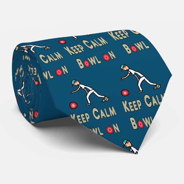 Keep Calm Lawn Bowls Tie (Rolled)