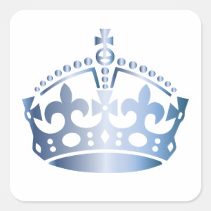 Keep Calm Light Blue Crown - Change background Square Sticker