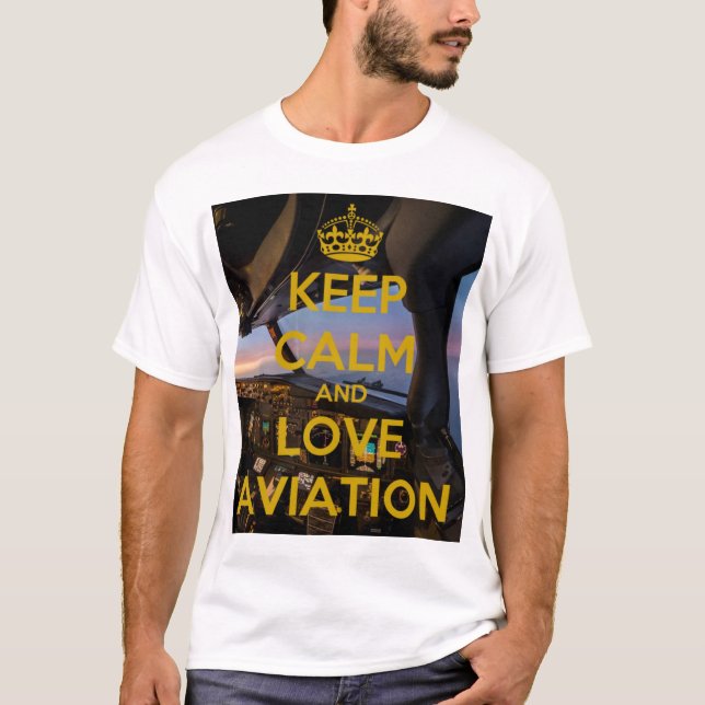 Keep Calm love Aviation Club airliner white T-Shir T-Shirt (Front)